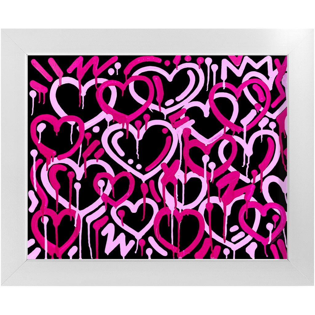 Pink & Black Electric Love Framed Print