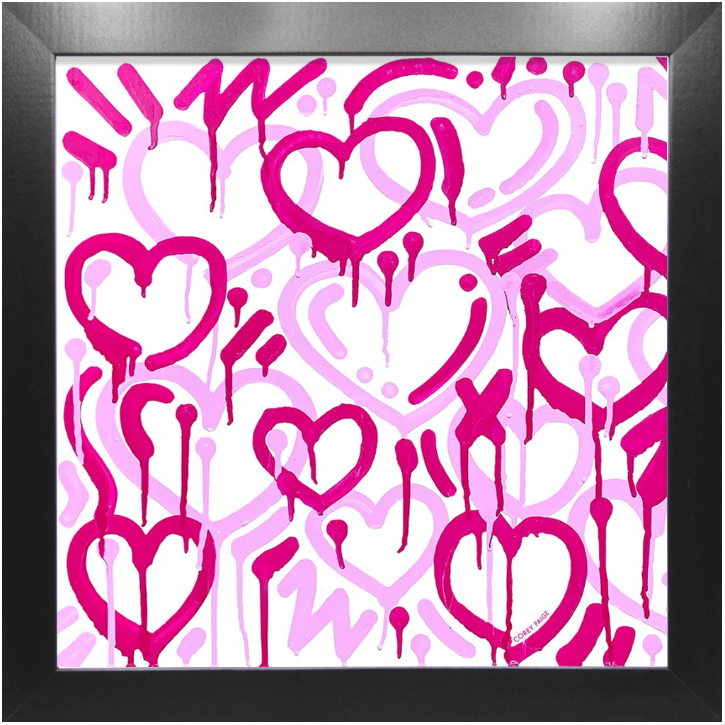 Pink & White Electric Love Framed Print