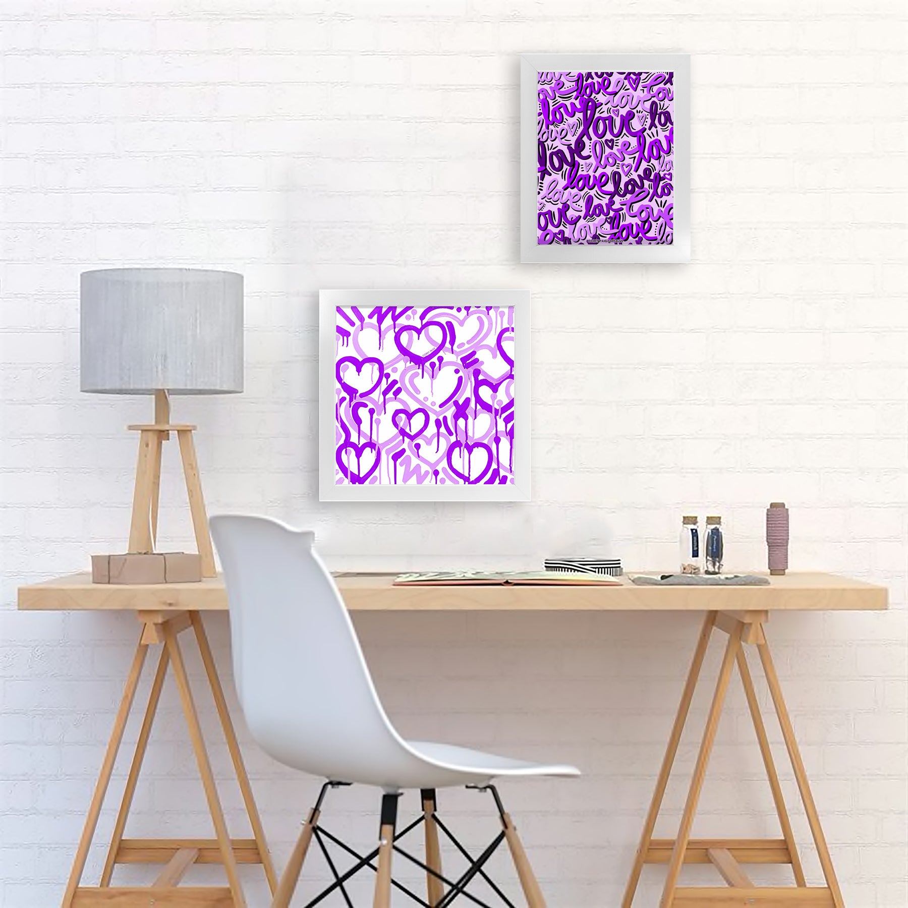 Graffiti Love Framed Print Purple