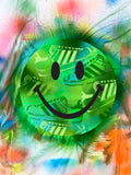 Green Sneakers Happy Face Canvas Painting