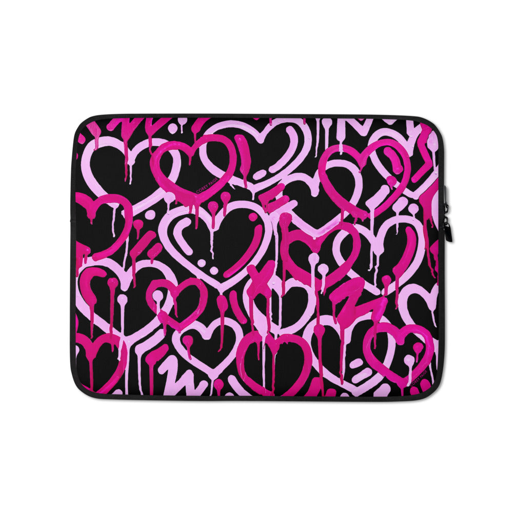 Pink & Black Electric Love Laptop Sleeve