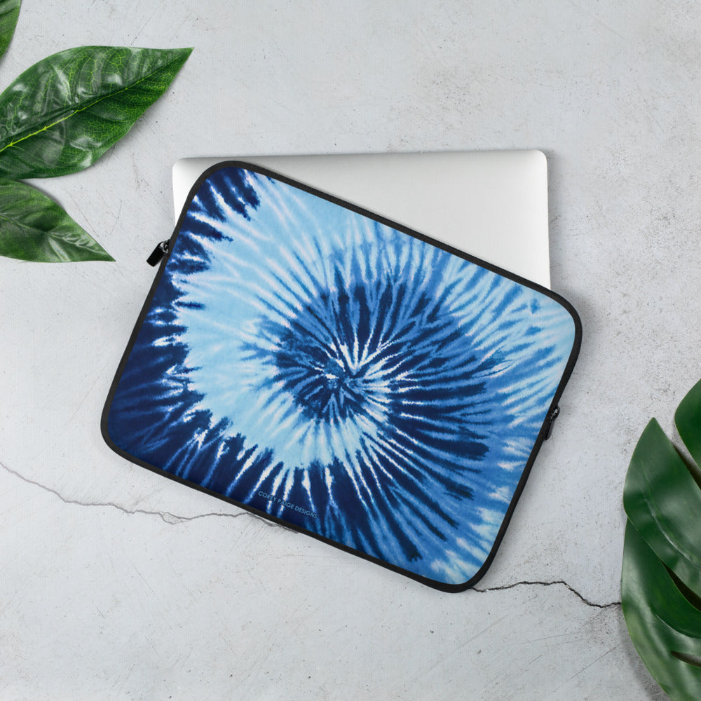 Blue Two Tone Tie Dye Laptop Sleeve