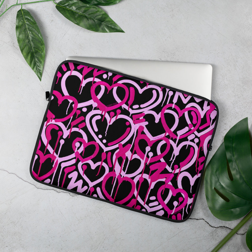 Pink & Black Electric Love Laptop Sleeve