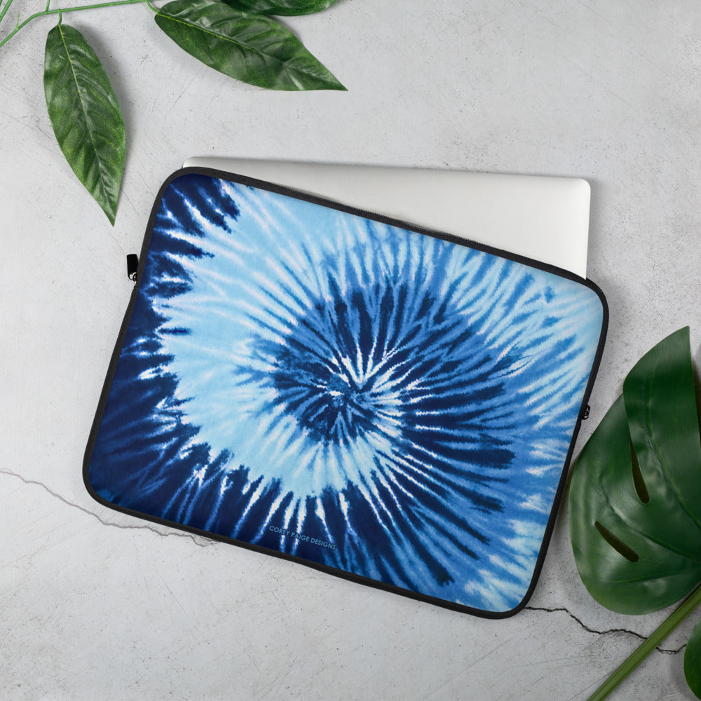 Blue Two Tone Tie Dye Laptop Sleeve