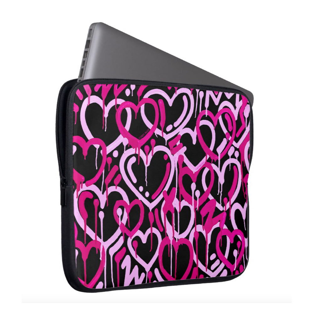 Pink & Black Electric Love Laptop Sleeve