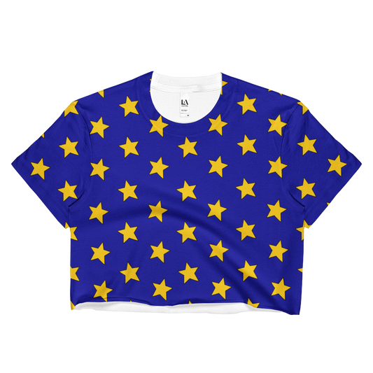 Yellow Stars on Blue Cropped T-Shirt