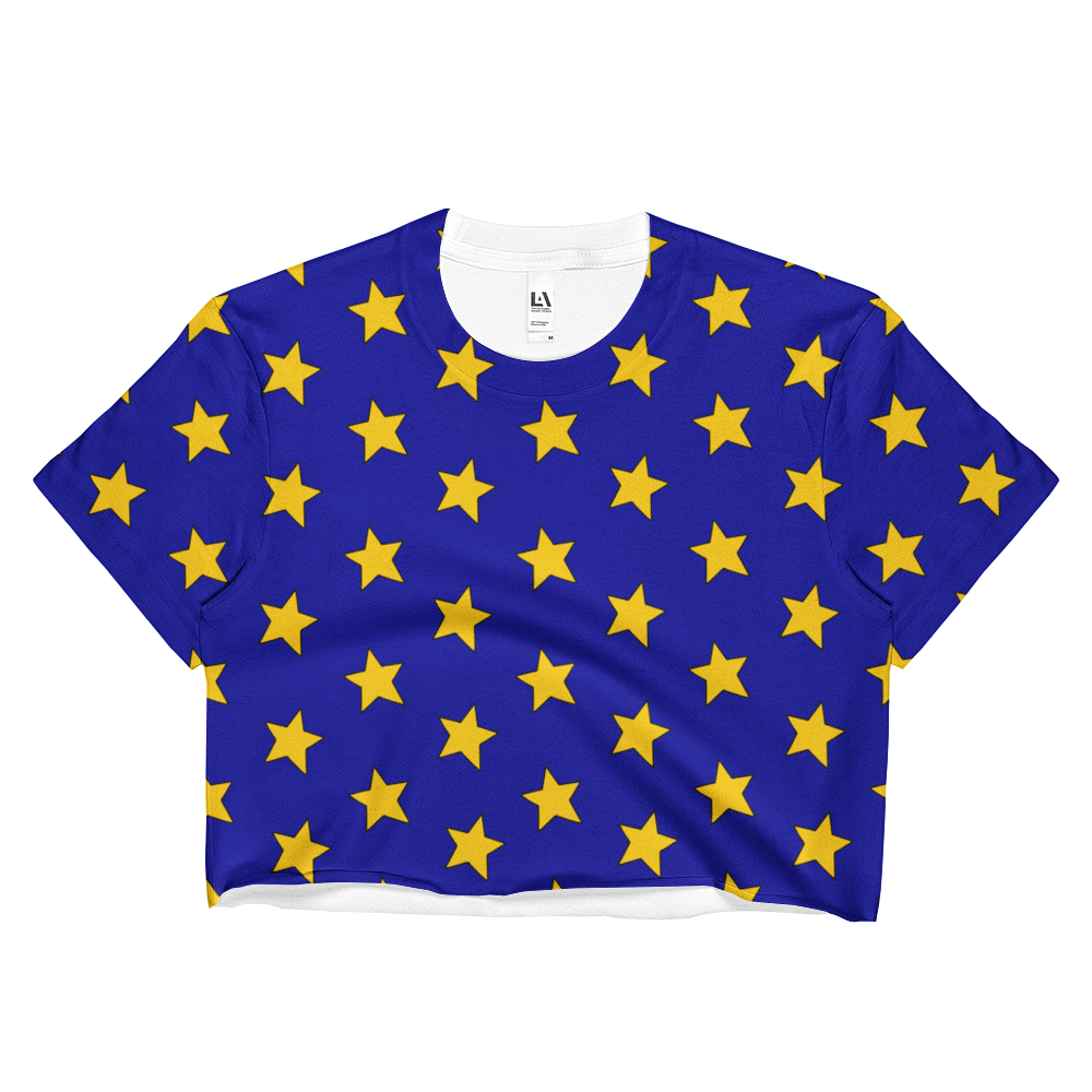 Yellow Stars on Blue Cropped T-Shirt