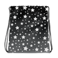 White Stars Gray Ombre Drawstring Bag