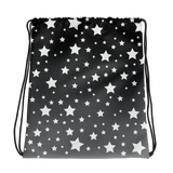 White Stars Gray Ombre Drawstring Bag