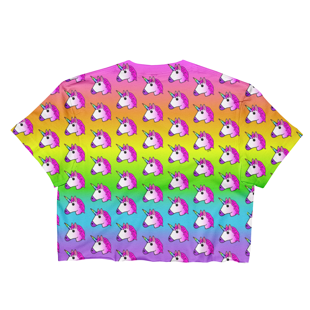 Unicorn Rainbow Ombre Cropped T-Shirt