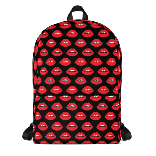 Lips on Black Backpack