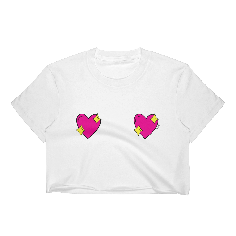 Double Sparkle Heart Cropped T-Shirt