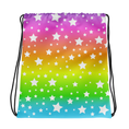 Load image into Gallery viewer, White Stars Rainbow Ombre Drawstring Bag
