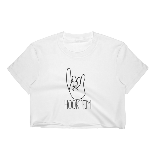 Hook 'Em Hand Cropped T-Shirt