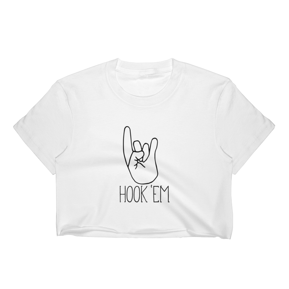 Hook 'Em Hand Cropped T-Shirt