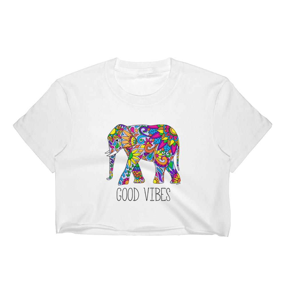 Good Vibes Elephant T-Shirt Crop Top