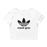 Mardi Gras Black Leaf Women’s Crop Tee