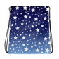 White Stars Blue Ombre Drawstring Bag
