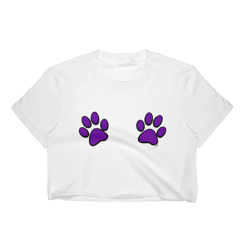 Double Purple Paw Prints T-Shirt Crop Top