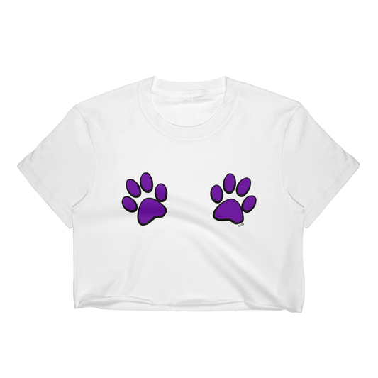 Double Purple Paw Prints T-Shirt Crop Top