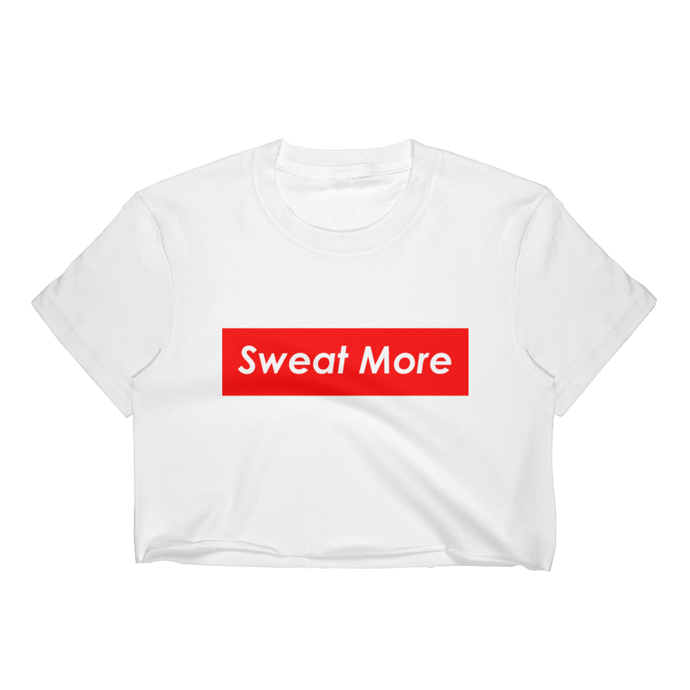 Sweat More Red Block Cropped T-Shirt