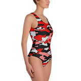 Red & Black Camo One-Piece