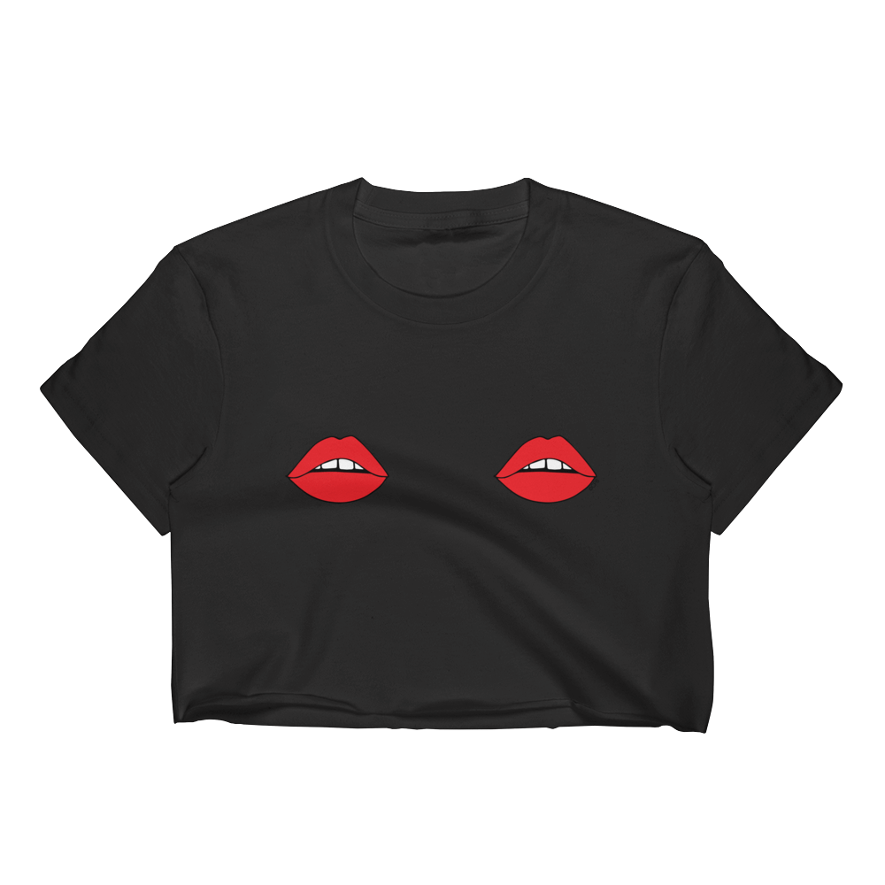 Double Red Lips Cropped T-Shirt