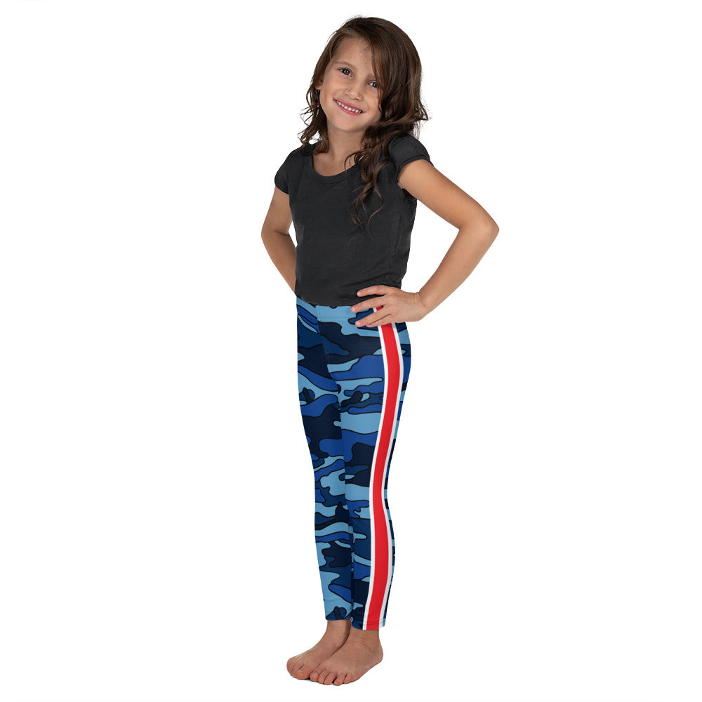 Navy Camo Red Stripe Kid's Leggings