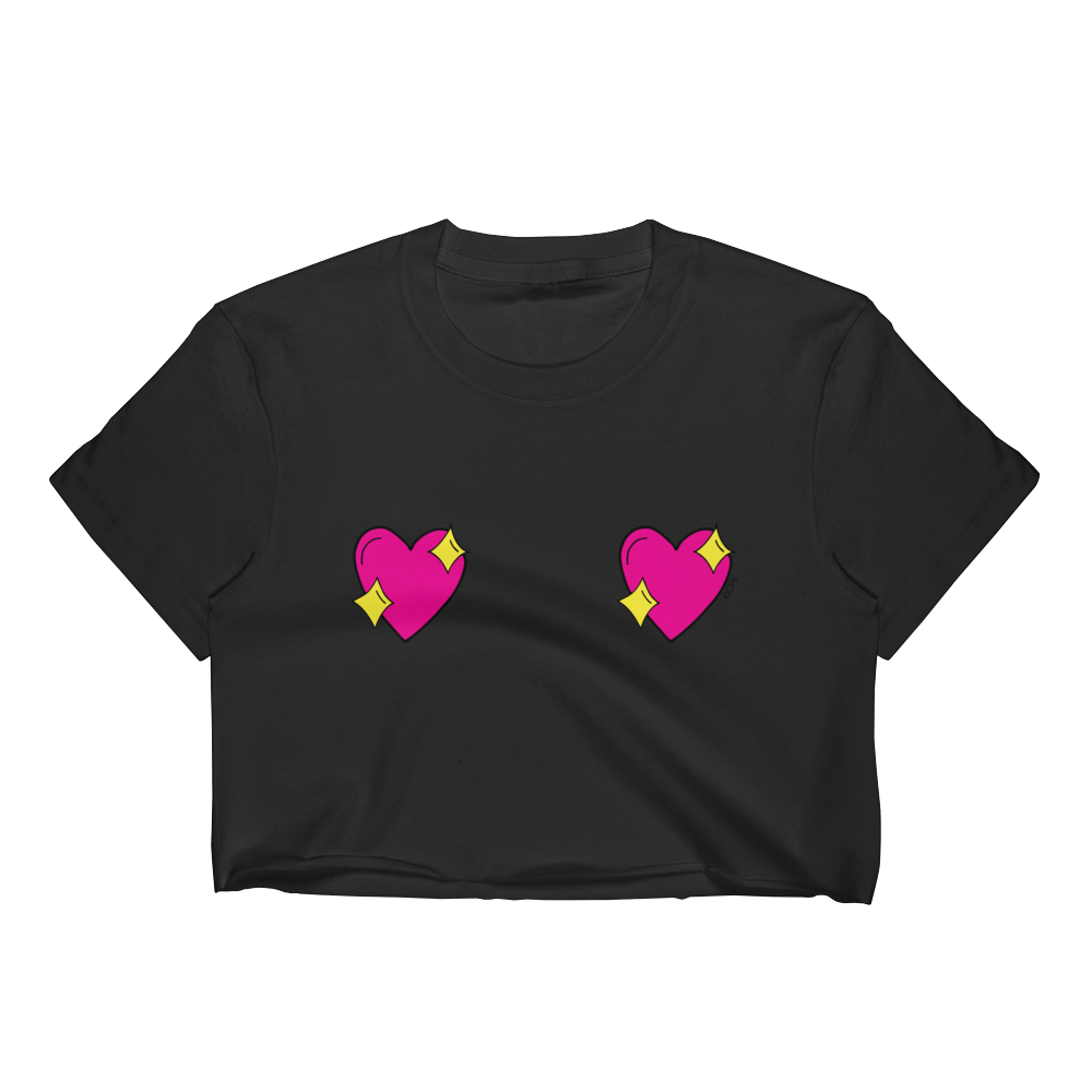 Double Sparkle Heart Cropped T-Shirt