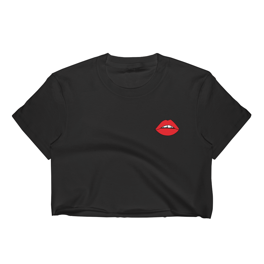 Small Red Lips Cropped T-Shirt