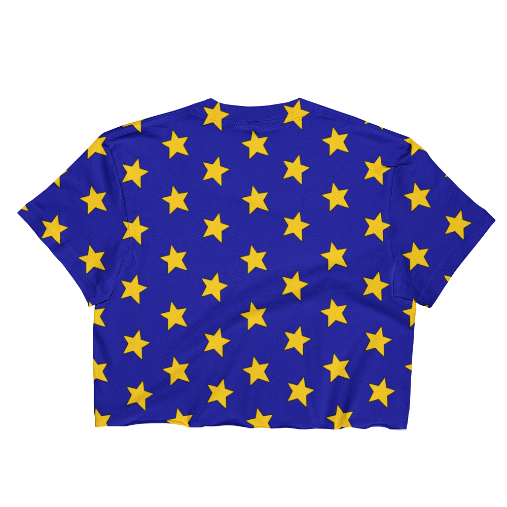 Yellow Stars on Blue Cropped T-Shirt