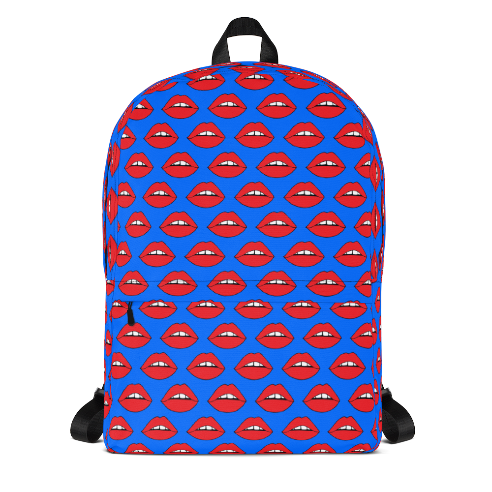 Lips on Blue Backpack