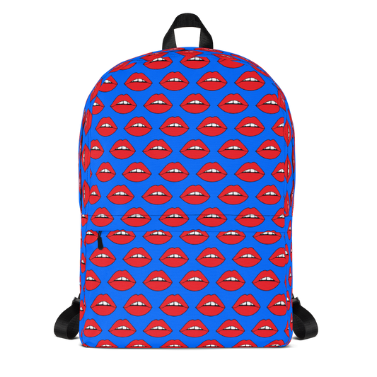 Lips on Blue Backpack