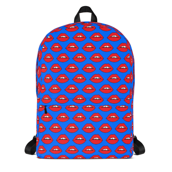 Lips on Blue Backpack