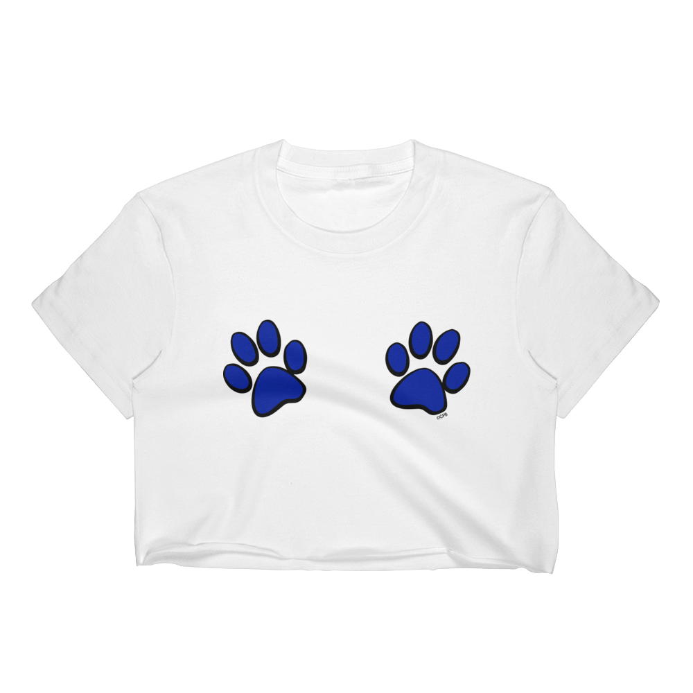 Double Blue Paw Prints T-Shirt Crop Top