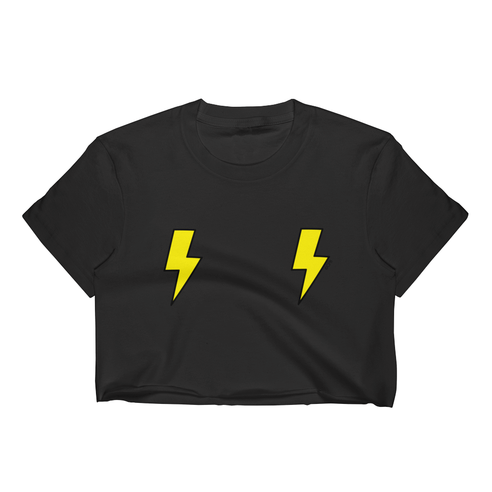 Double Yellow Lightning Bolts T-Shirt Crop Top