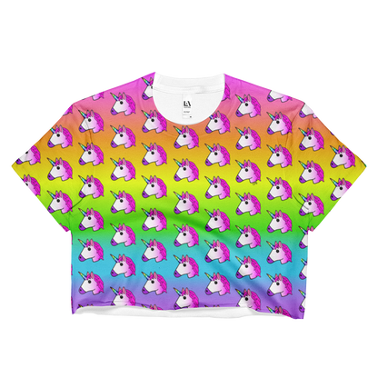 Unicorn Rainbow Ombre Cropped T-Shirt