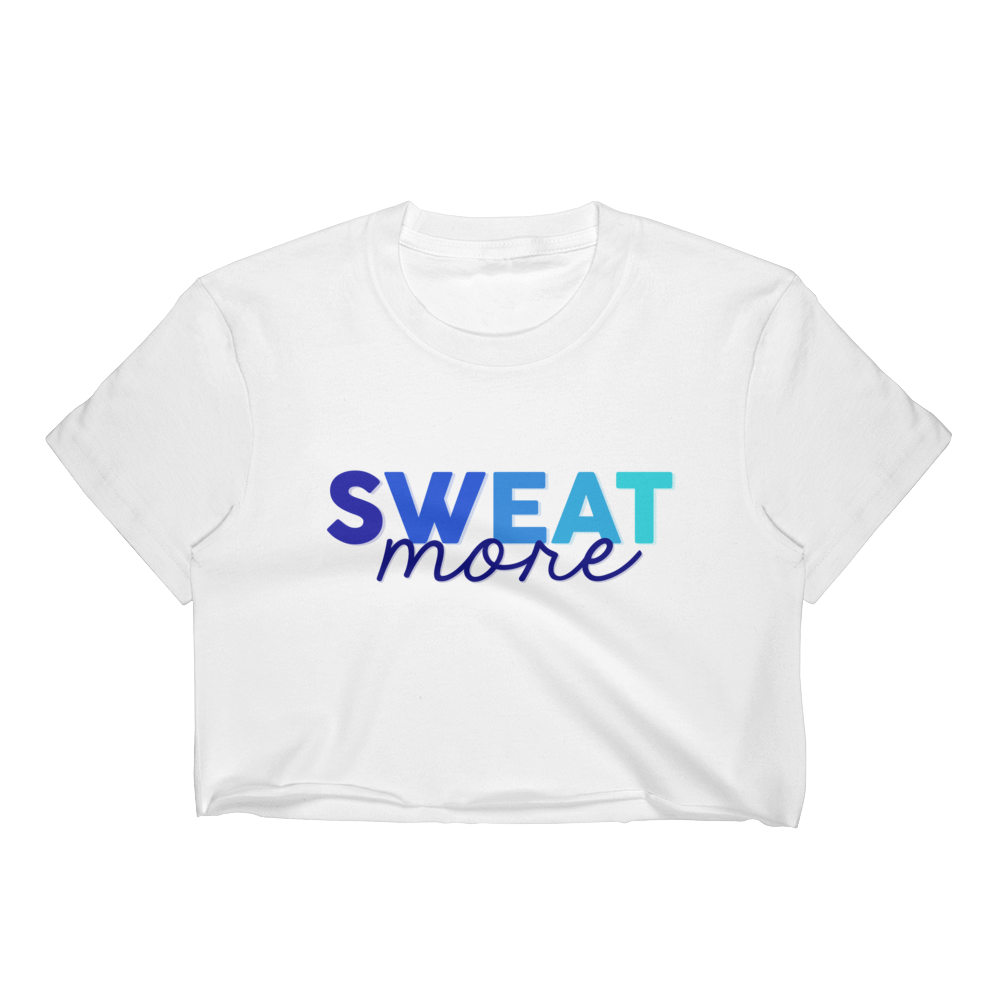Sweat More Blue Ombre Cropped T-Shirt