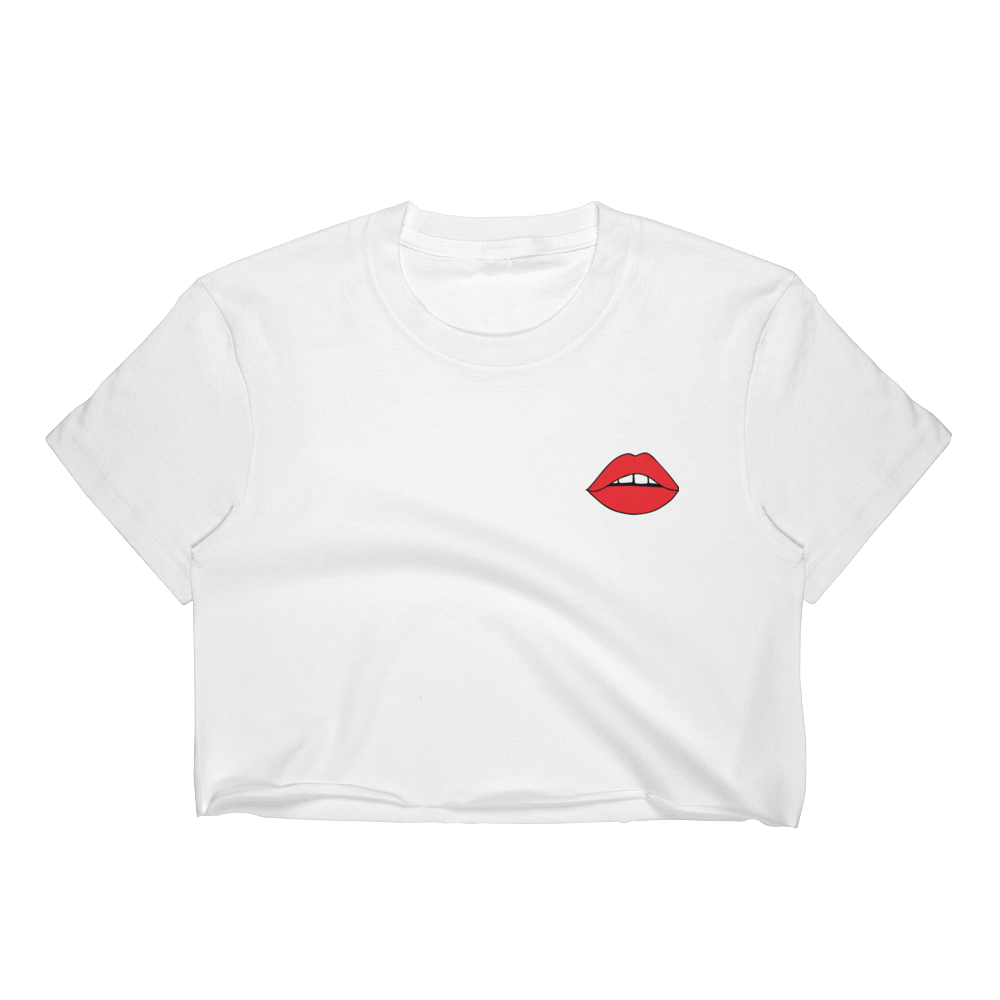 Small Red Lips Cropped T-Shirt