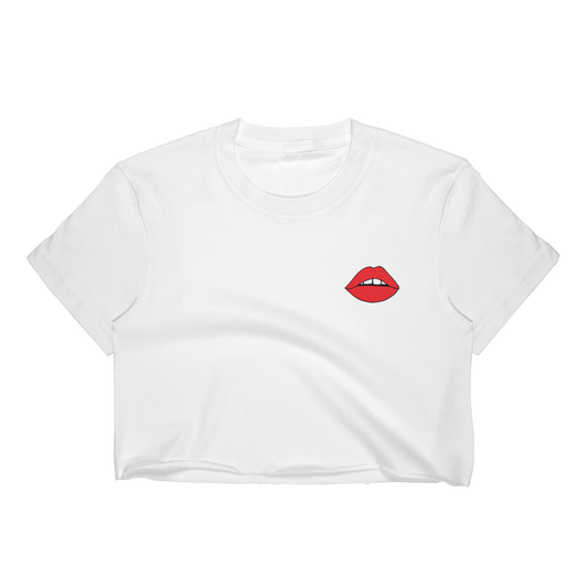 Small Red Lips Cropped T-Shirt