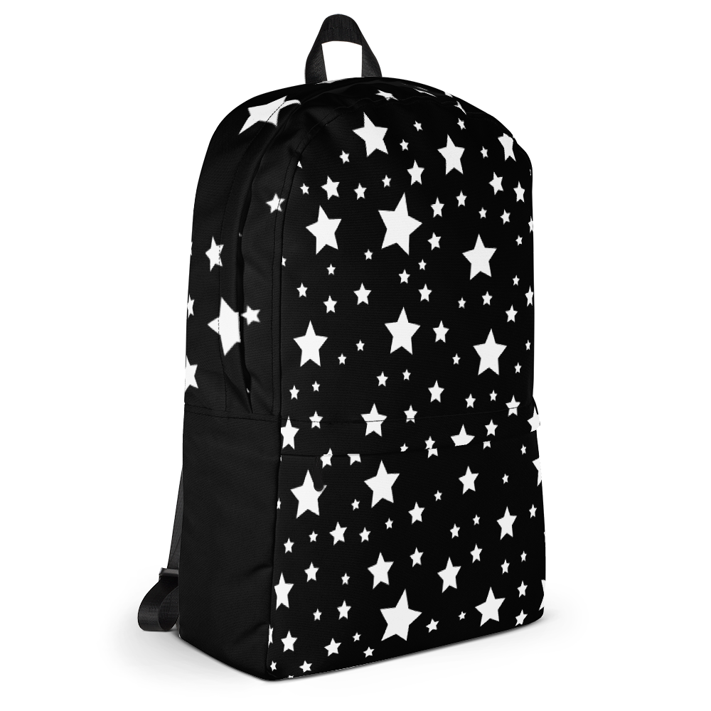 White Stars on Black Backpack