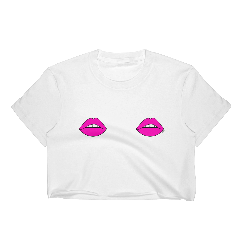 Double Pink Lips Cropped T-Shirt