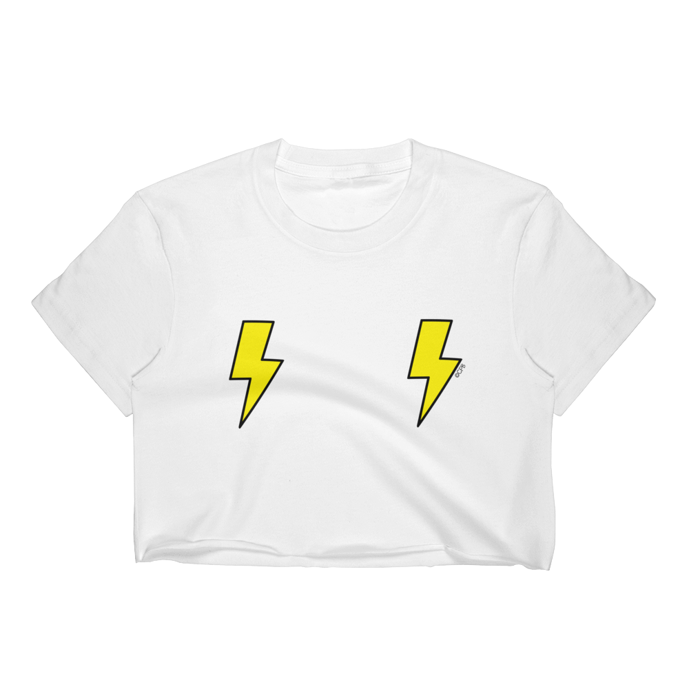 Double Yellow Lightning Bolts T-Shirt Crop Top