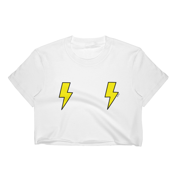 Double Yellow Lightning Bolts T-Shirt Crop Top