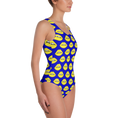 Load image into Gallery viewer, Yellow Lips on Blue One-Piece
