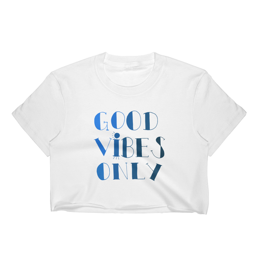 Good Vibes Only Blue Ombre T-Shirt Crop Top