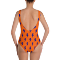 Load image into Gallery viewer, Blue Lightning Bolts on Orange One-Piece
