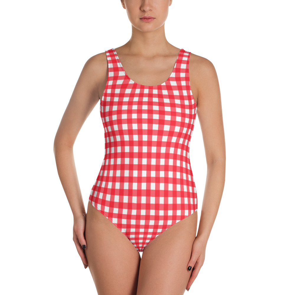 Red gingham sale one piece swimsuit