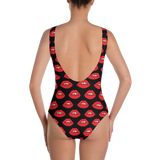 Red Lips on Black One-Piece
