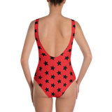 Black All-Star on Red One-Piece